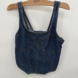 Vintage Japna Women's Denim Corset Crop Top Size‎ Large